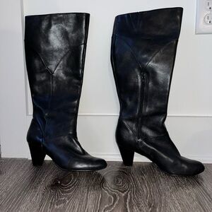 Audrey Brooke High Black Leather Boots Women’s Size 9 DYLAN-AB